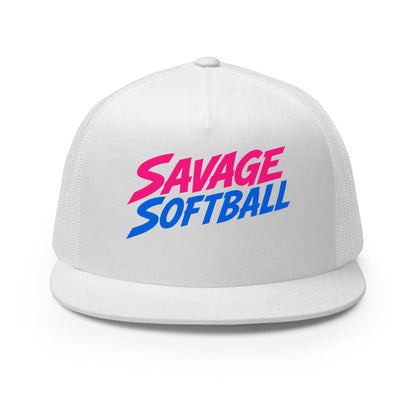 Performance | 5 Panel Trucker Cap | Savage Softball | Mascot Logo
