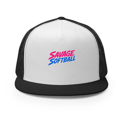 Performance | 5 Panel Trucker Cap | Savage Softball | Mascot Logo