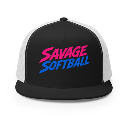 Performance | 5 Panel Trucker Cap | Savage Softball | Mascot Logo