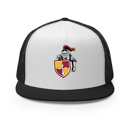 Performance | 5 Panel Trucker Cap | Scecina High School Track and Field | Crusader Logo