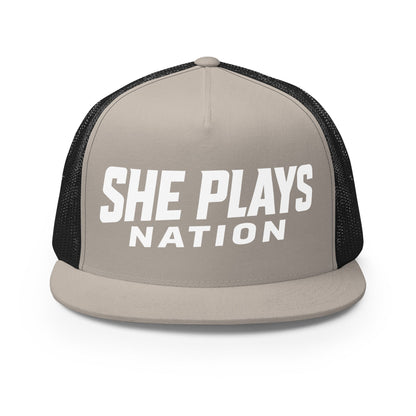 Performance | 5 Panel Trucker Cap | She Plays Nation | Script Logo