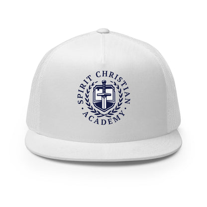 Performance | 5 Panel Trucker Cap | Spirit Christian Academy | Navy Script Logo