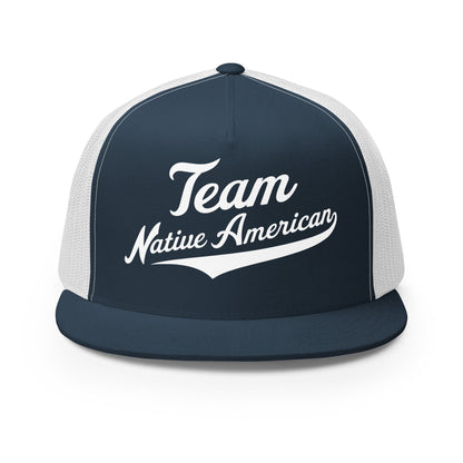 Performance | 5 Panel Trucker Cap | Team Native American | Modern Script Logo