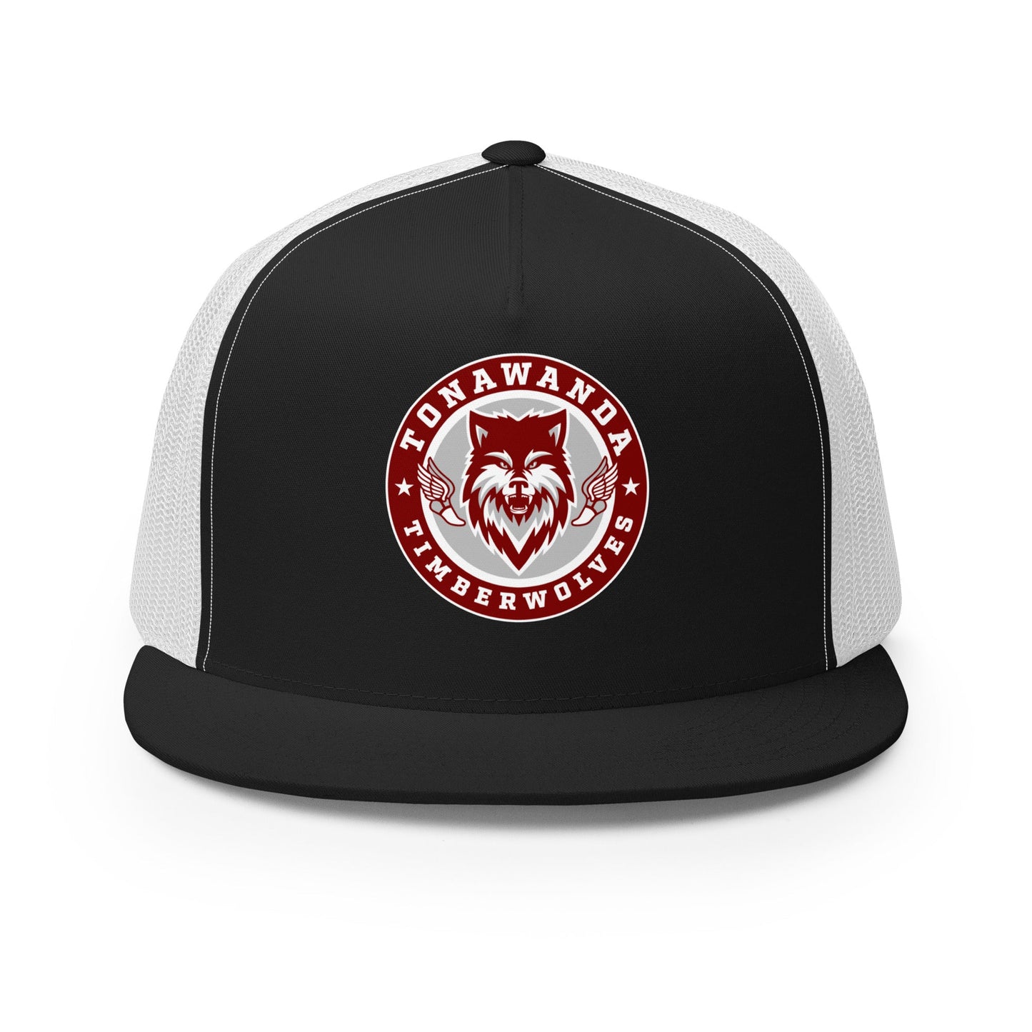 Performance | 5 Panel Trucker Cap | Tonawanda High School Track and Field | Mascot Badge Logo