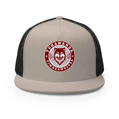 Performance | 5 Panel Trucker Cap | Tonawanda High School Track and Field | Mascot Badge Logo