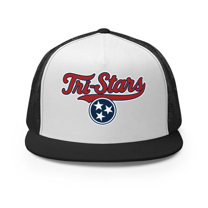 Performance | 5 Panel Trucker Cap | Tri - Stars | 3 Stars Logo