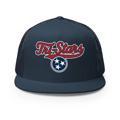 Performance | 5 Panel Trucker Cap | Tri - Stars | 3 Stars Logo