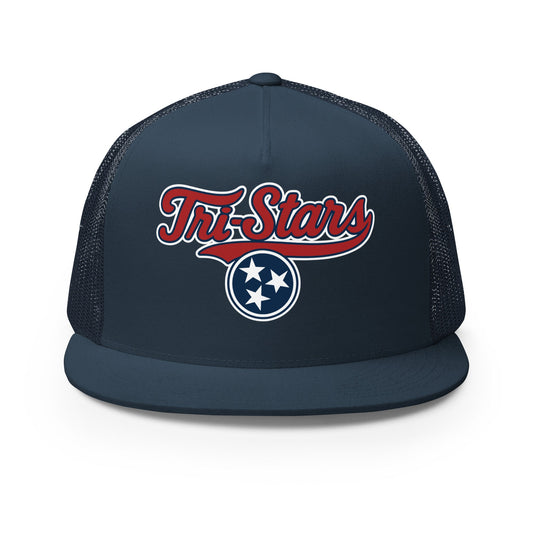 Performance | 5 Panel Trucker Cap | Tri - Stars | 3 Stars Logo