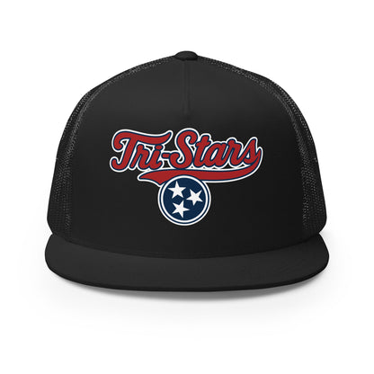 Performance | 5 Panel Trucker Cap | Tri - Stars | 3 Stars Logo