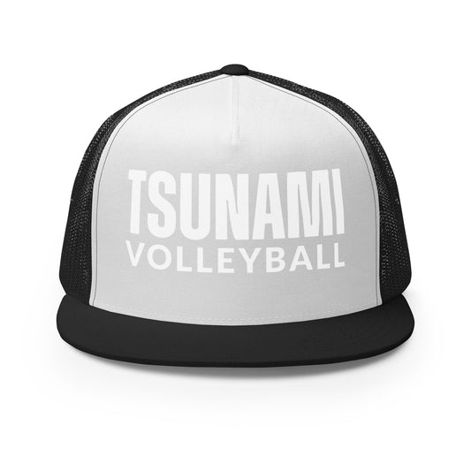 Performance | 5 Panel Trucker Cap | Tsunami Volleyball Club | Modern Script Logo