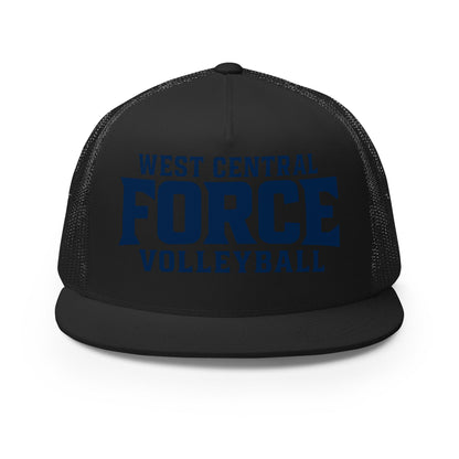 Performance | 5 Panel Trucker Cap | West Central Force Volleyball | Blue Logo