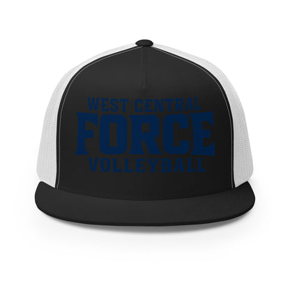 Performance | 5 Panel Trucker Cap | West Central Force Volleyball | Blue Logo