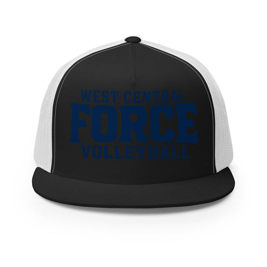 Performance | 5 Panel Trucker Cap | West Central Force Volleyball | Blue Logo
