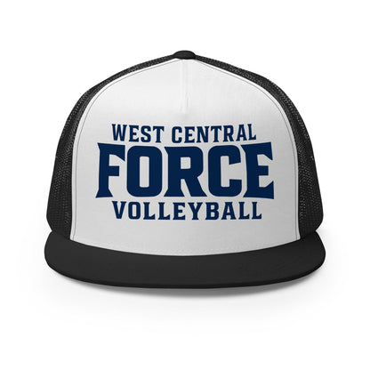 Performance | 5 Panel Trucker Cap | West Central Force Volleyball | Blue Logo