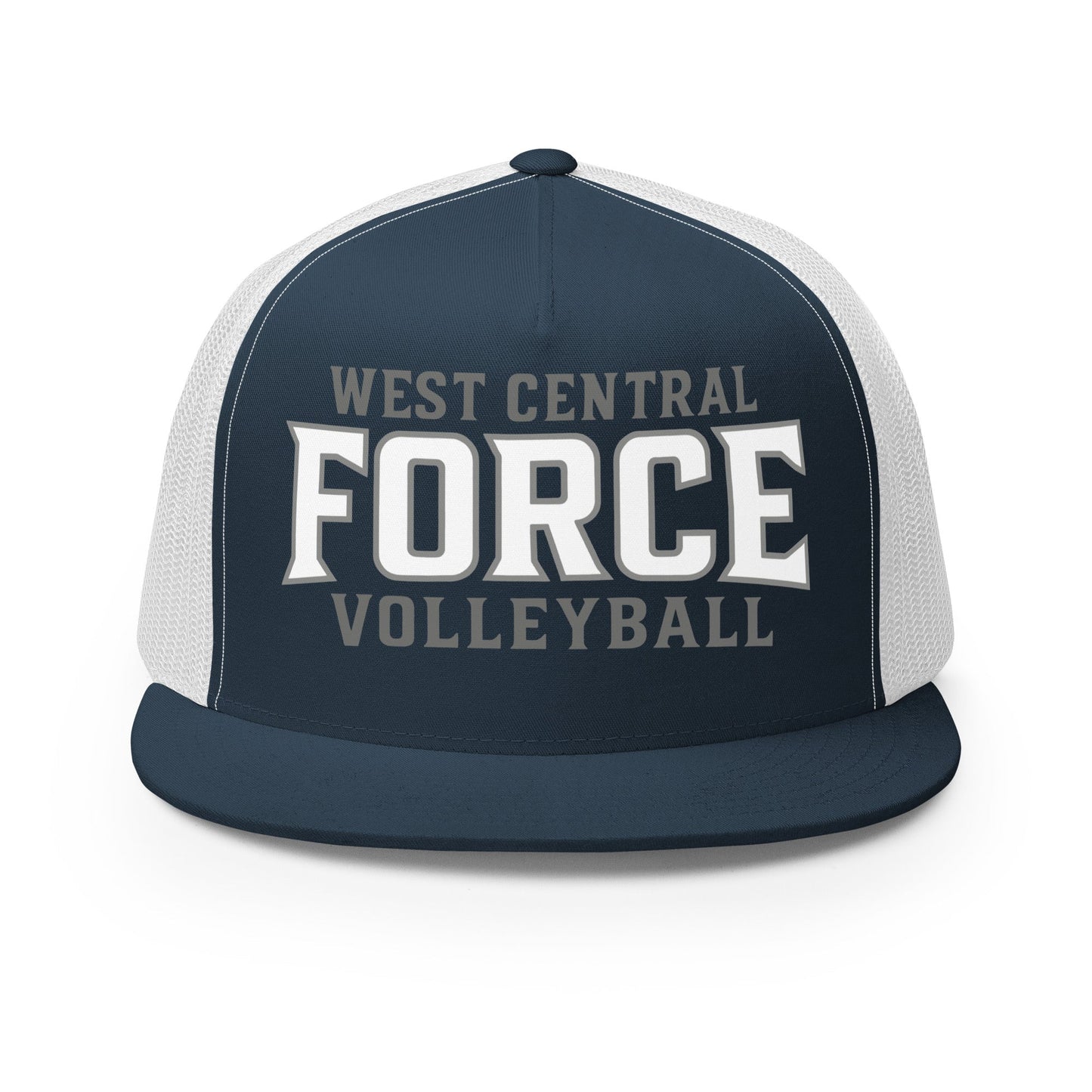 Performance | 5 Panel Trucker Cap | West Central Force Volleyball | Grey Logo