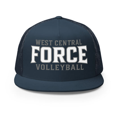 Performance | 5 Panel Trucker Cap | West Central Force Volleyball | Grey Logo