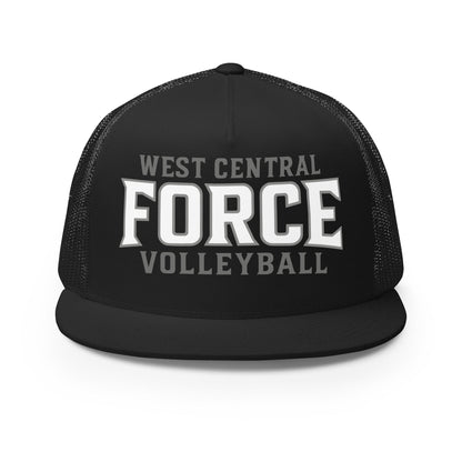 Performance | 5 Panel Trucker Cap | West Central Force Volleyball | Grey Logo