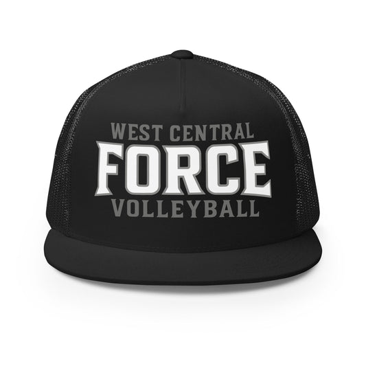 Performance | 5 Panel Trucker Cap | West Central Force Volleyball | Grey Logo