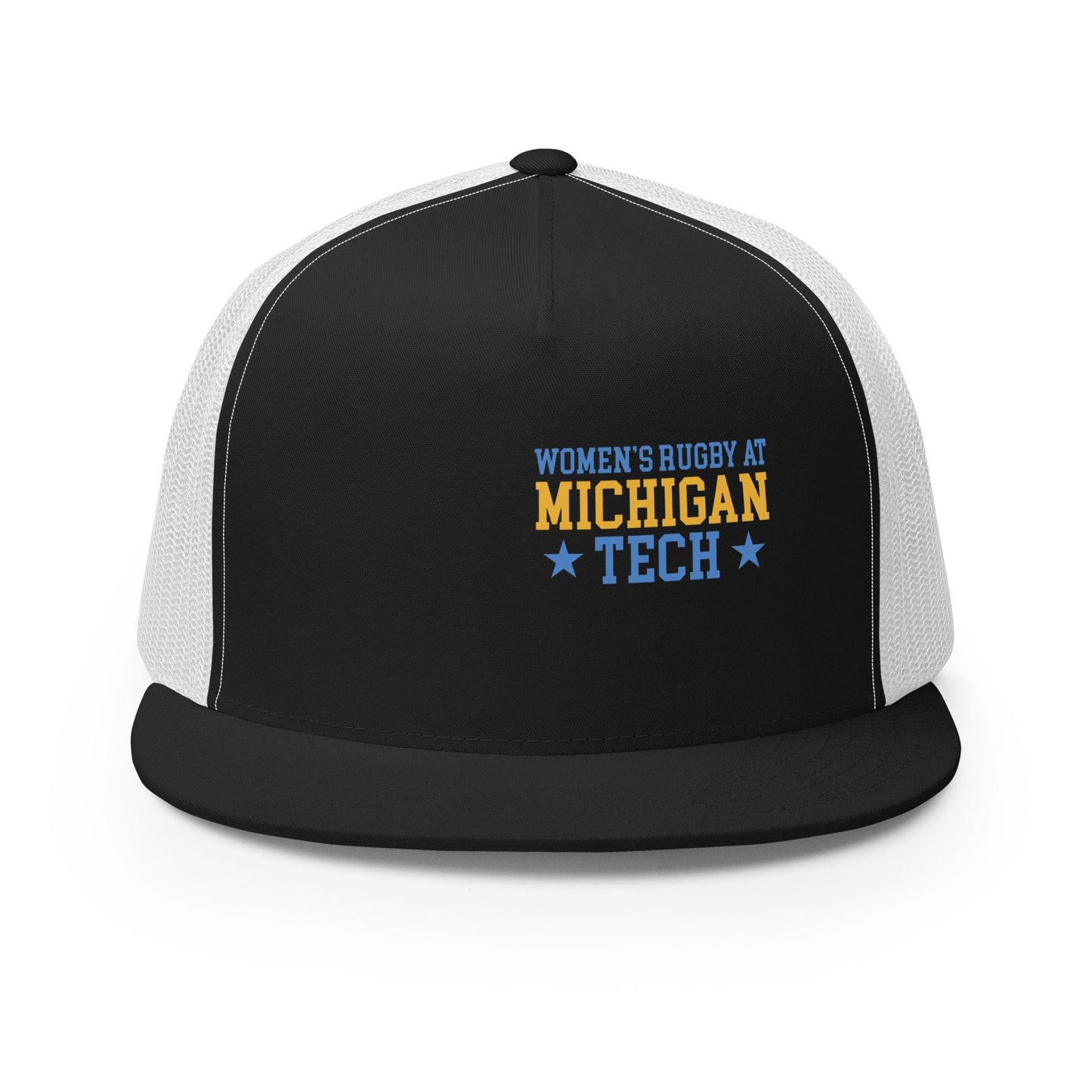 Performance | 5 Panel Trucker Cap | Women’s Rugby at Michigan Tech | Varsity Crest Logo