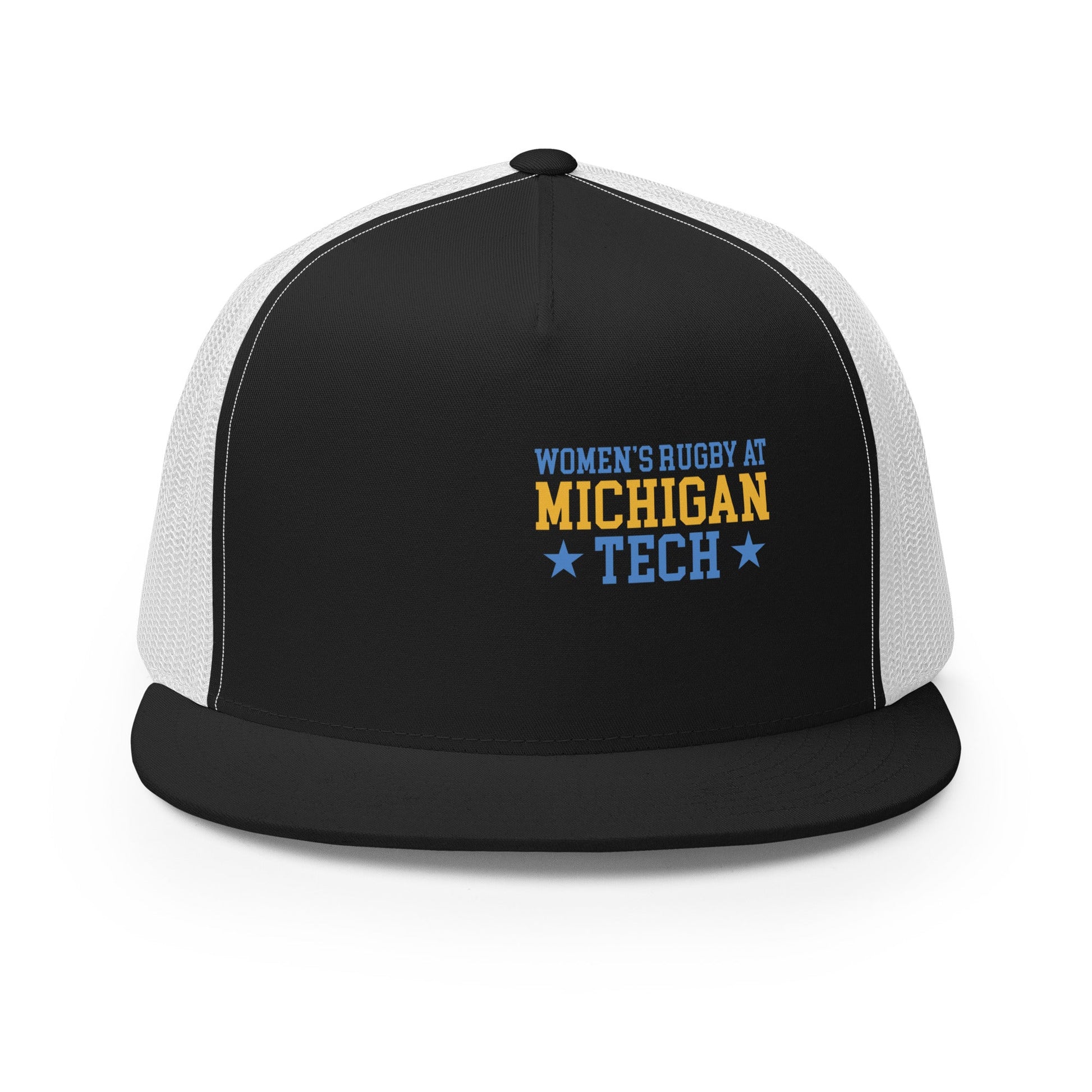Performance | 5 Panel Trucker Cap | Women’s Rugby at Michigan Tech | Varsity Crest Logo