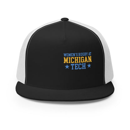 Performance | 5 Panel Trucker Cap | Women’s Rugby at Michigan Tech | Varsity Crest Logo