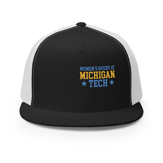 Performance | 5 Panel Trucker Cap | Women’s Rugby at Michigan Tech | Varsity Crest Logo