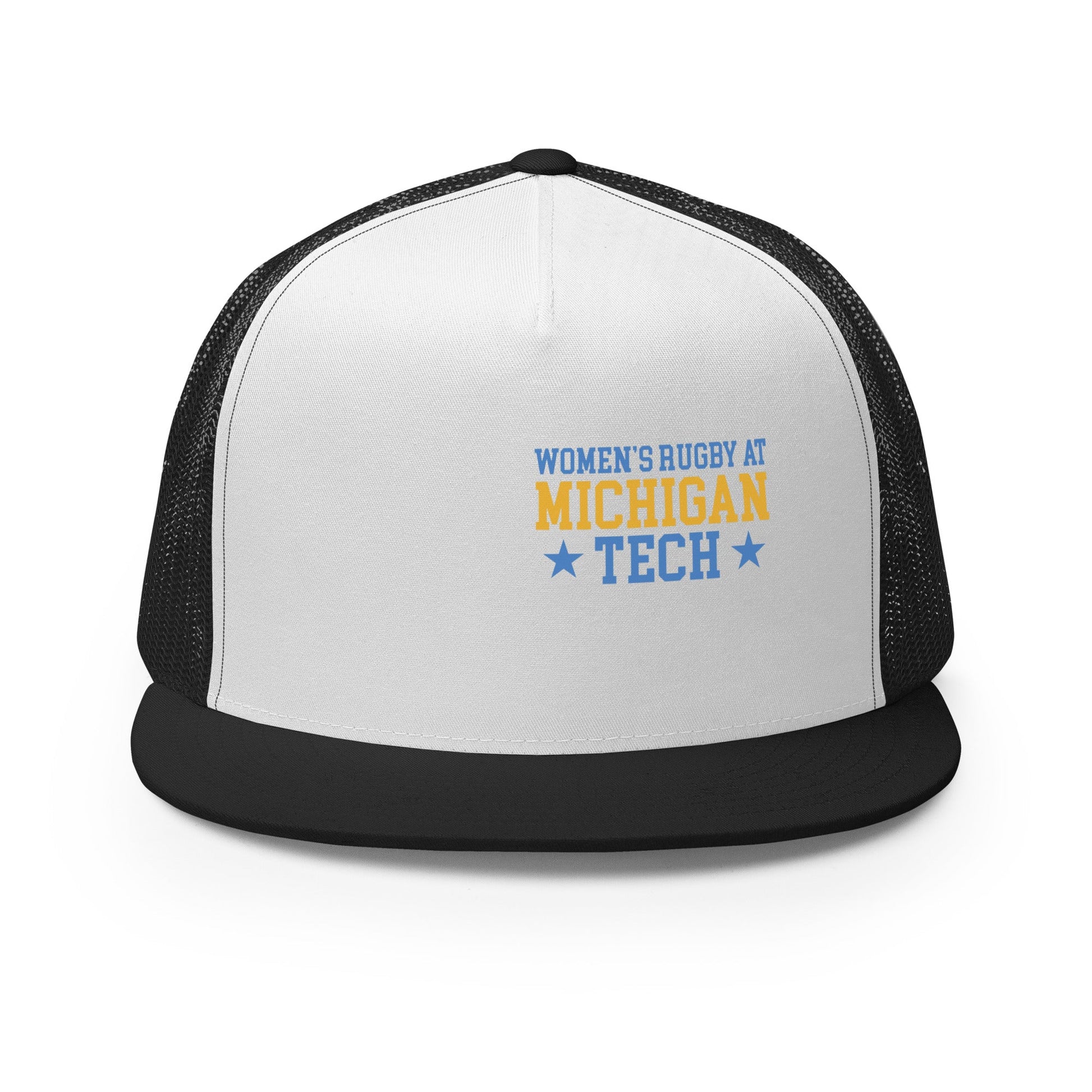 Performance | 5 Panel Trucker Cap | Women’s Rugby at Michigan Tech | Varsity Crest Logo