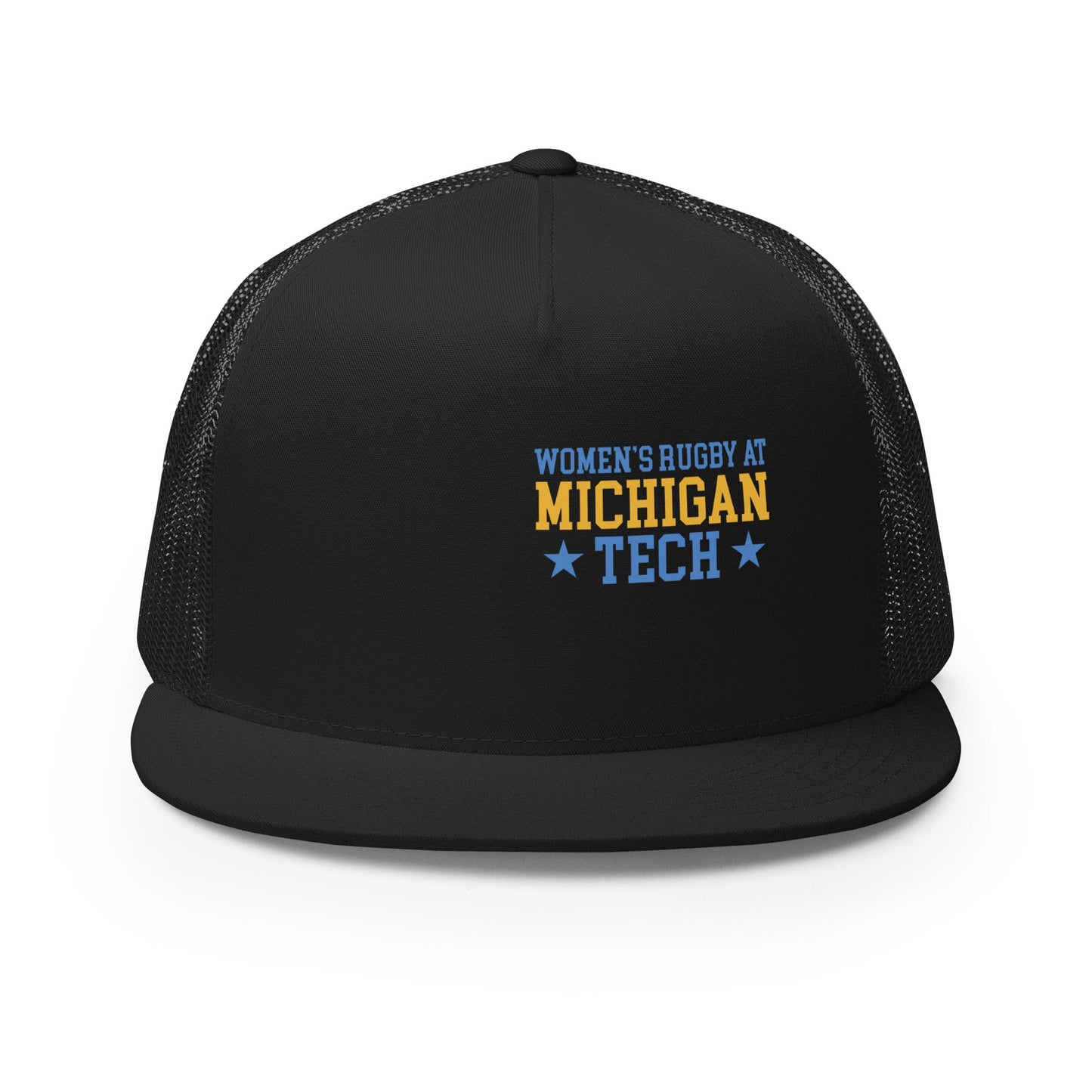 Performance | 5 Panel Trucker Cap | Women’s Rugby at Michigan Tech | Varsity Crest Logo