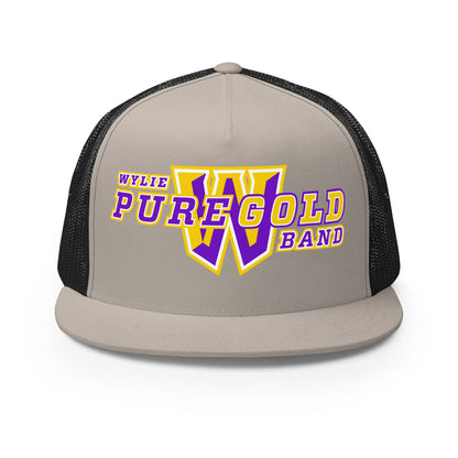 Performance | 5 Panel Trucker Cap | Wylie ISD | Pure Gold Logo