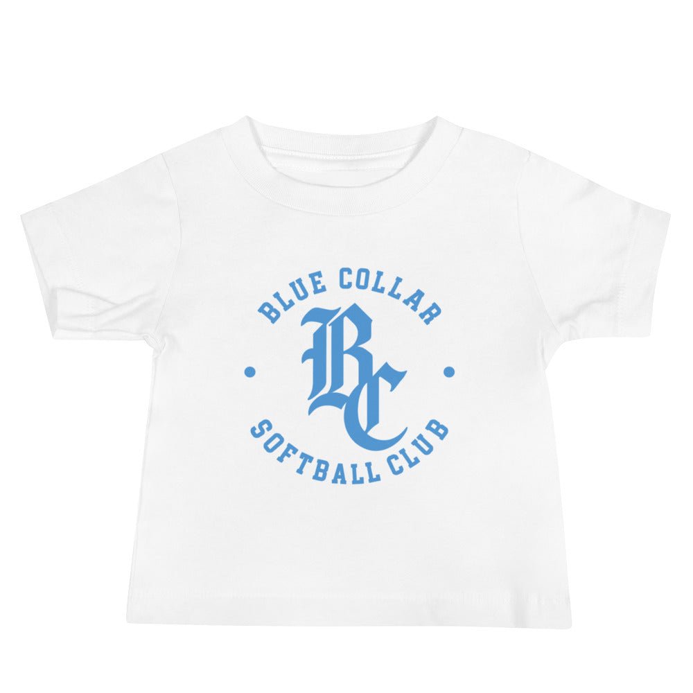 Performance | Baby T-Shirt | Blue Collar Softball 2034 | Varsity Logo