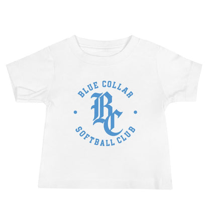 Performance | Baby T-Shirt | Blue Collar Softball 2034 | Varsity Logo