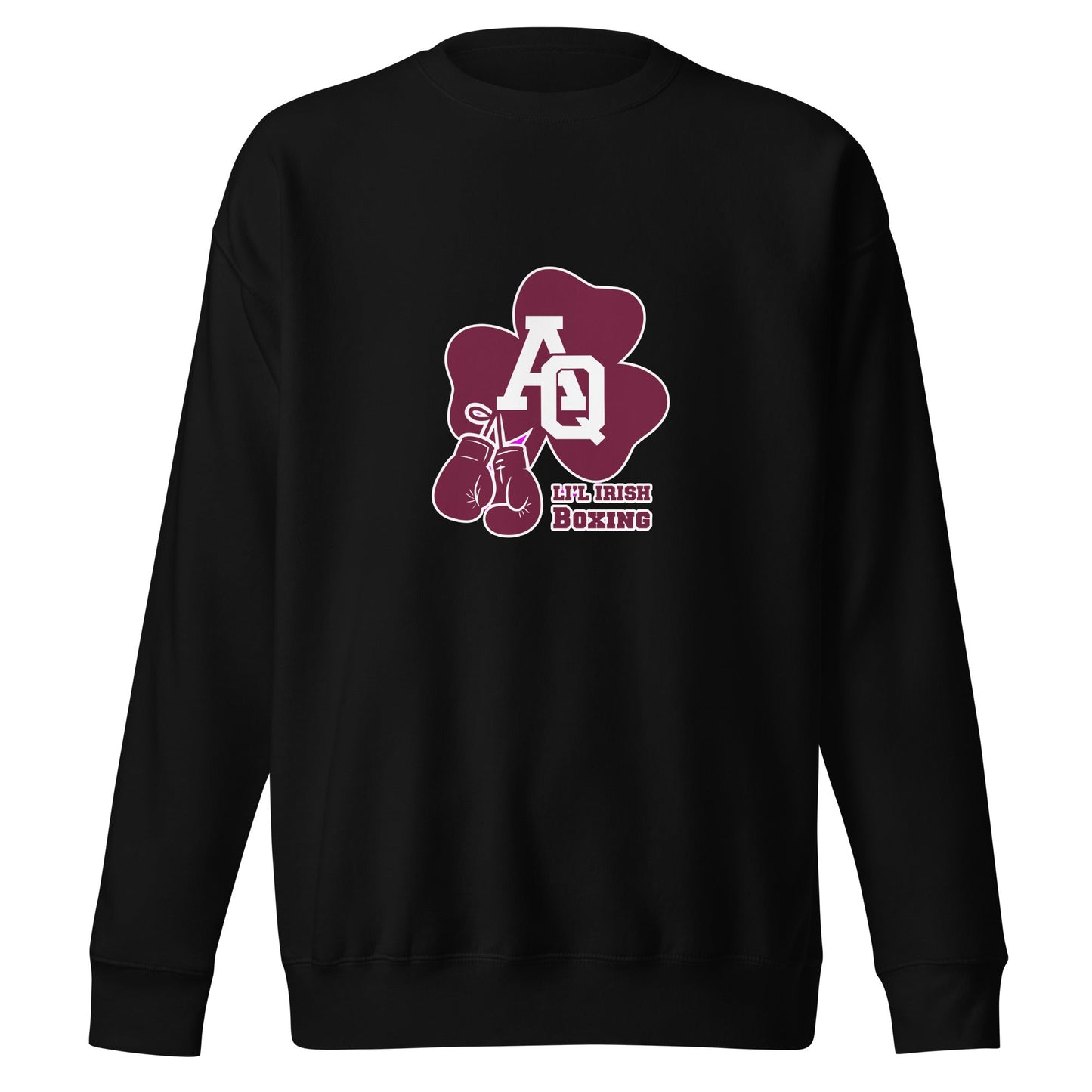 Performance | Crewneck | Aquinas Li’l Irish Boxing | AQ Shamrock Logo