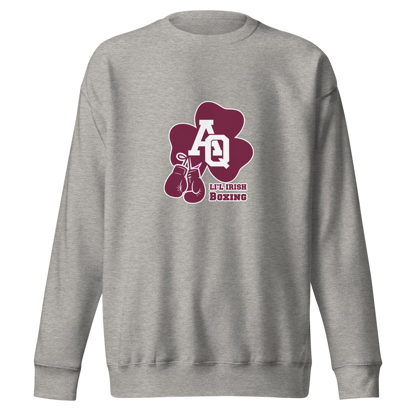 Performance | Crewneck | Aquinas Li’l Irish Boxing | AQ Shamrock Logo