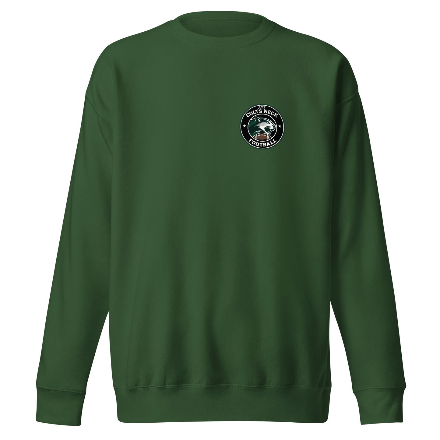 Performance | Crewneck | Colts Neck Cougars | Youth Tackle Football (AYF) | Varsity Badge Logo