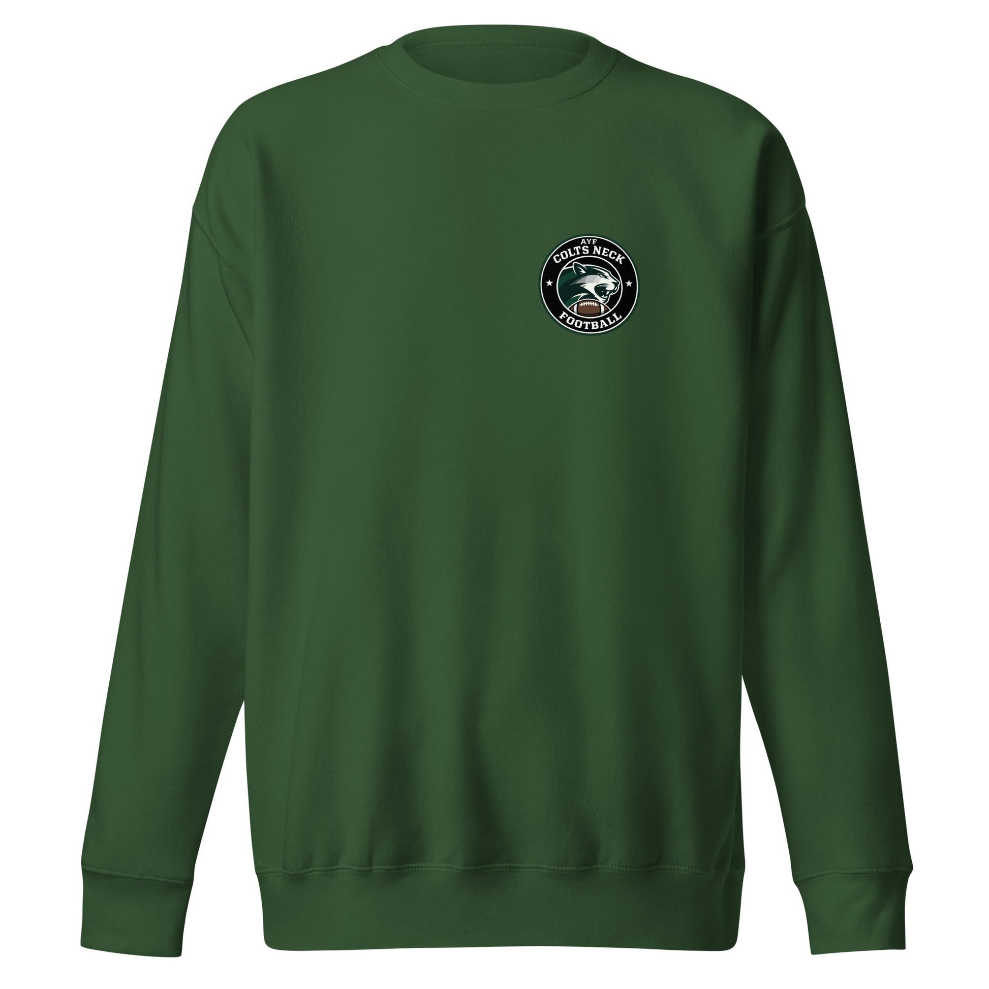 Performance | Crewneck | Colts Neck Cougars | Youth Tackle Football (AYF) | Varsity Badge Logo