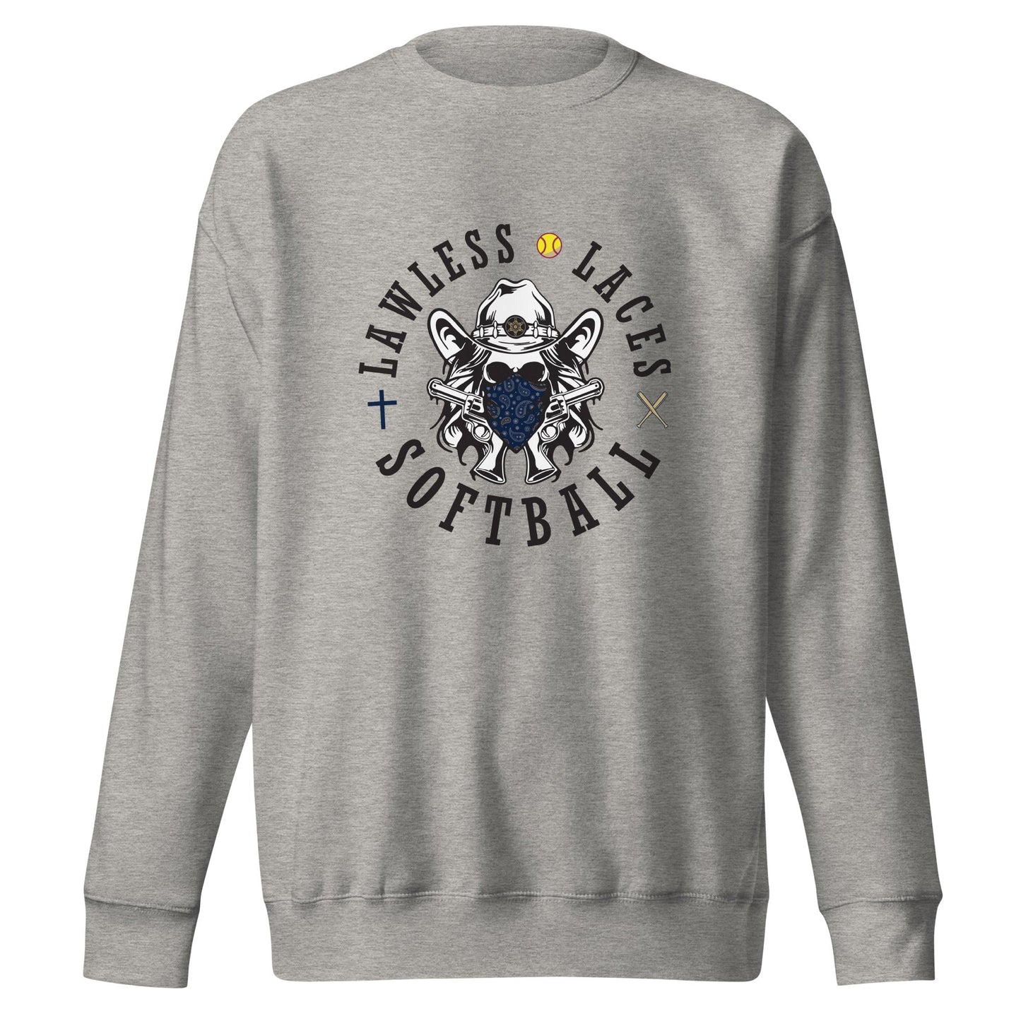 Performance | Crewneck | Lawless Laces Softball | Bandana Mascot Logo