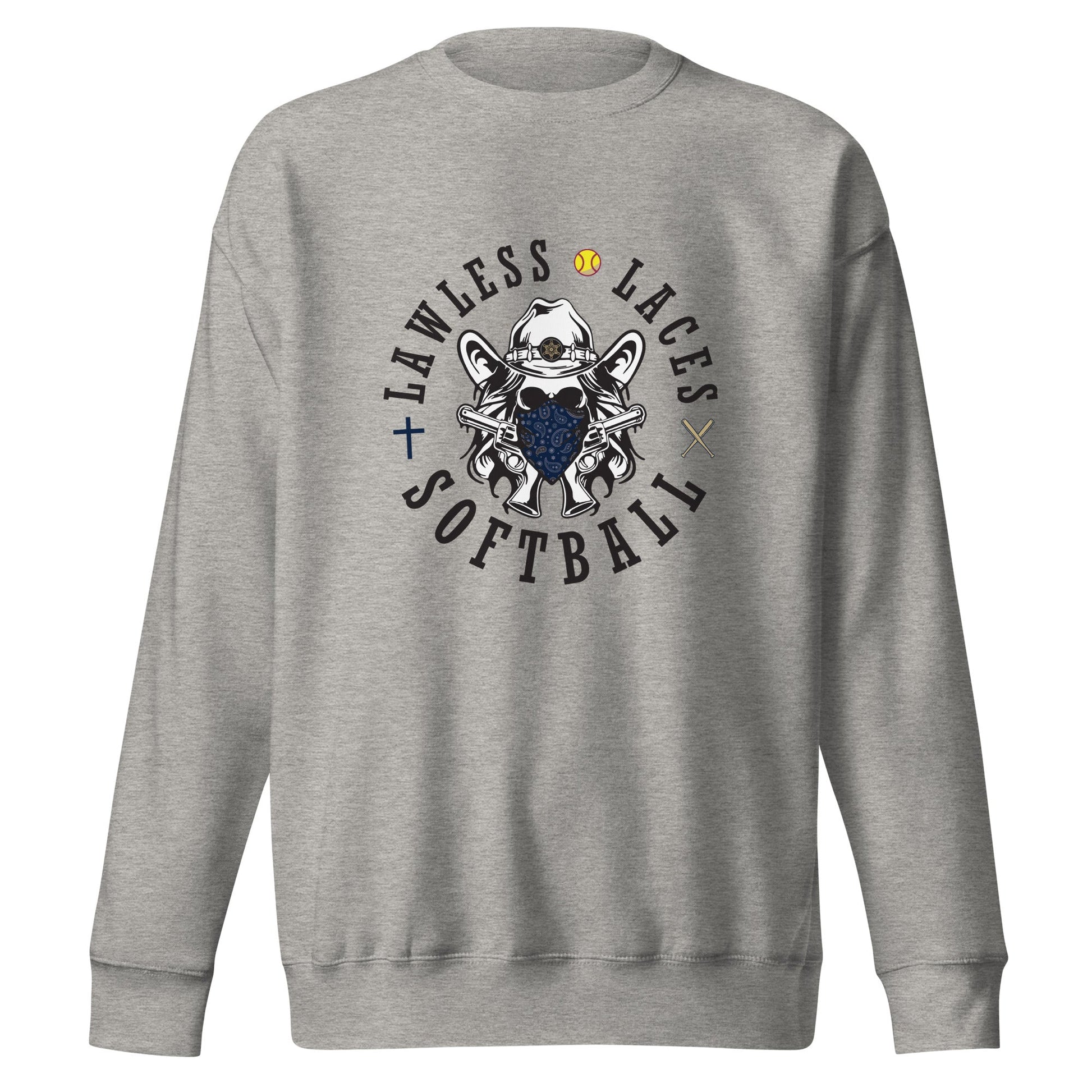 Performance | Crewneck | Lawless Laces Softball | Bandana Mascot Logo
