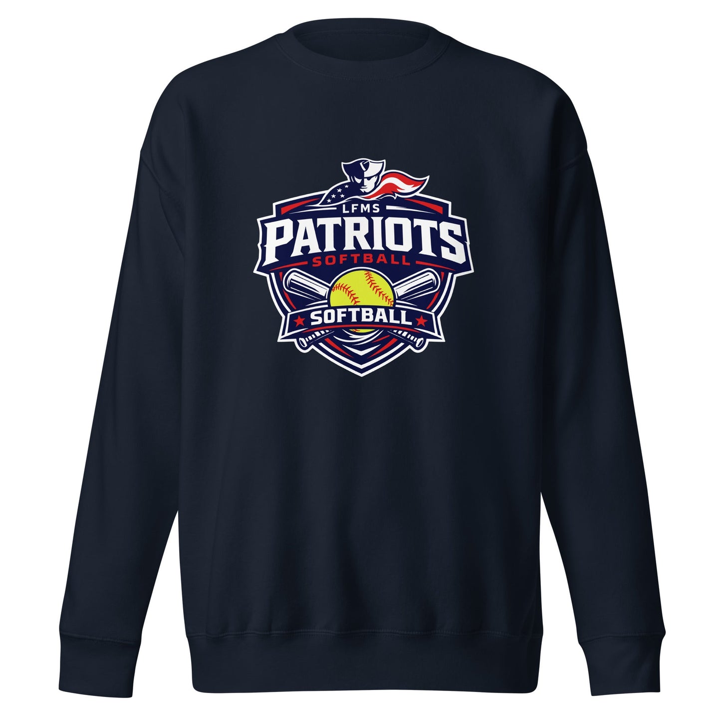 Performance | Crewneck | LFMS Athletics | Patriots Softball Logo