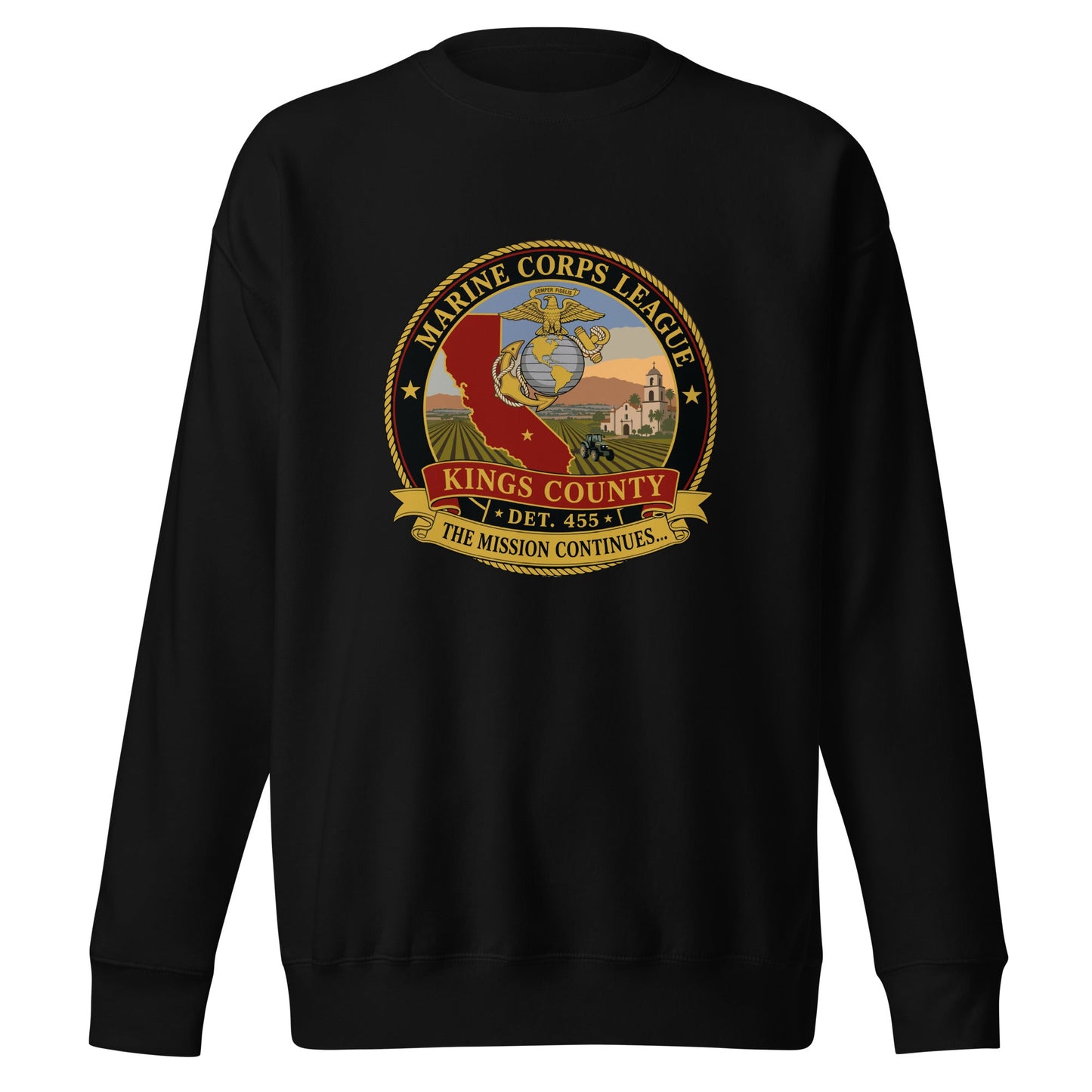 Performance | Crewneck | Marine Corps League kings County Det 455 | Shield Logo