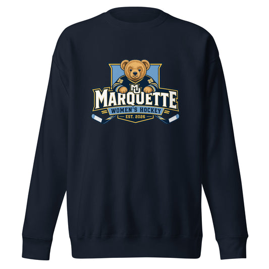 Performance | Crewneck | Marquette University Women's Hockey | Bear Athletics Logo