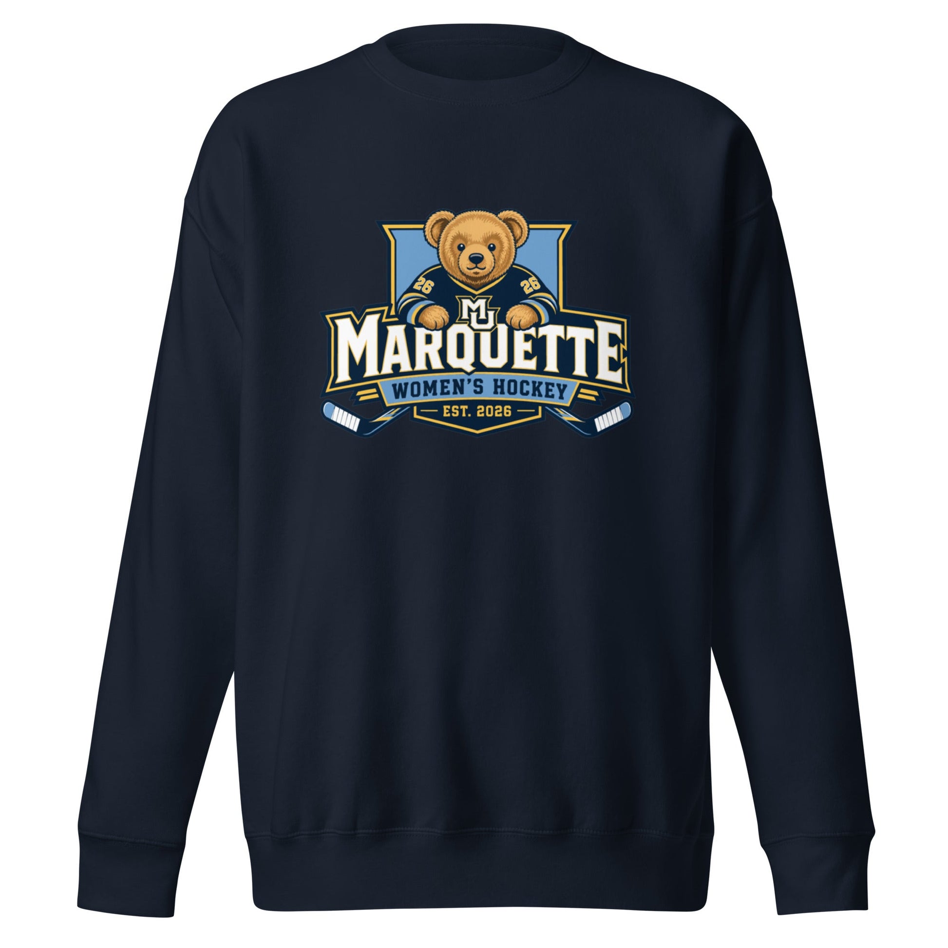 Performance | Crewneck | Marquette University Women's Hockey | Bear Athletics Logo