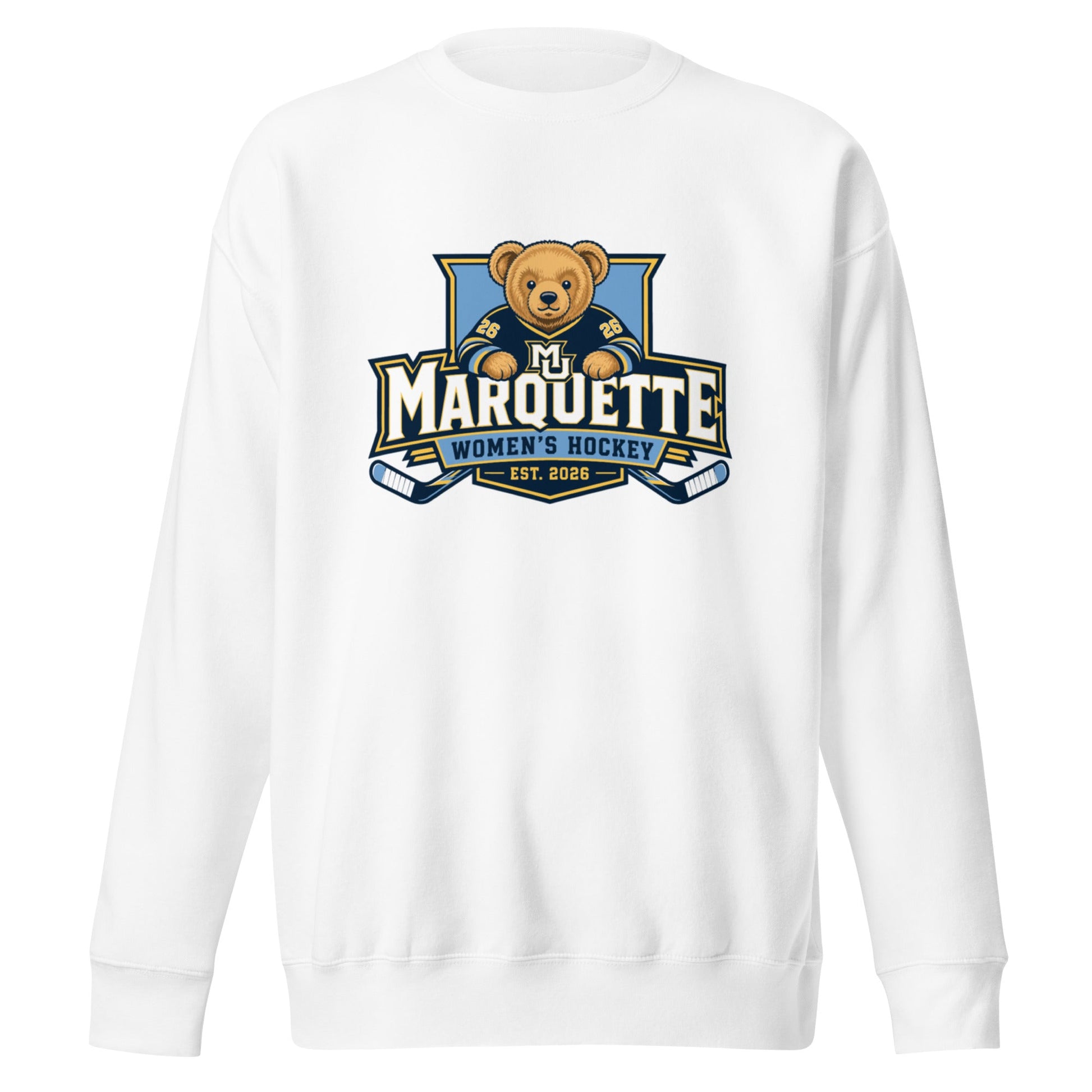Performance | Crewneck | Marquette University Women's Hockey | Bear Athletics Logo