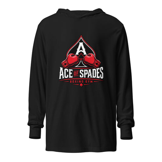 Performance | Hooded Long Sleeve T Shirt | Ace of Spades Boxing Gym | Emblem Logo