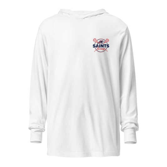 Performance | Hooded Long Sleeve T Shirt | All Saints Academy Lacrosse | Pocket Logo
