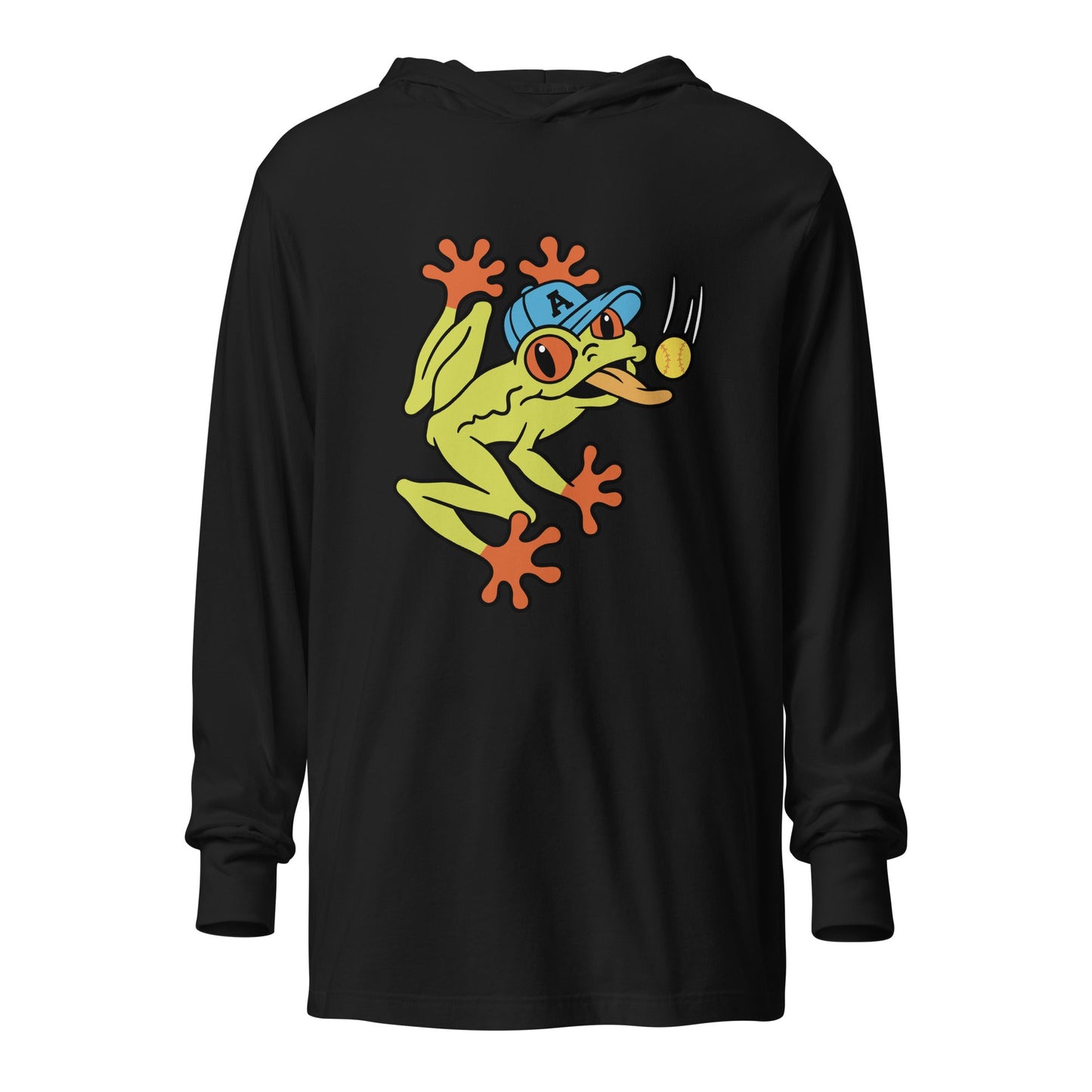 Performance | Hooded Long Sleeve T Shirt | Aquasox Softball | Mascot Logo