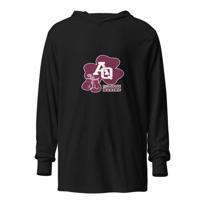 Performance | Hooded Long Sleeve T Shirt | Aquinas Li’l Irish Boxing | AQ Shamrock Logo