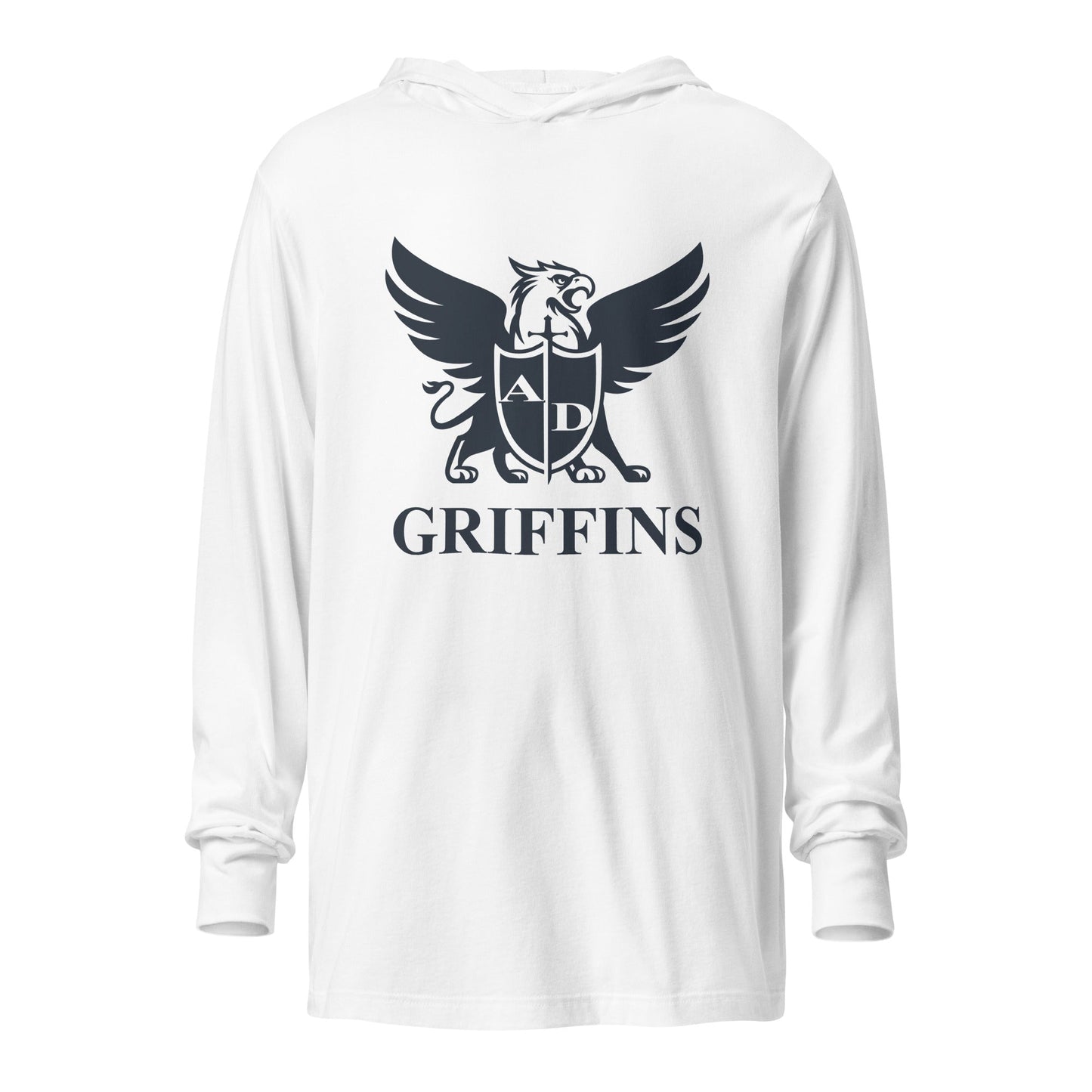 Performance | Hooded Long Sleeve T Shirt | Arma Dei Academy Basketball | Griffin Logo