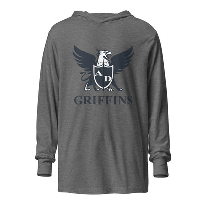 Performance | Hooded Long Sleeve T Shirt | Arma Dei Academy Basketball | Griffin Logo