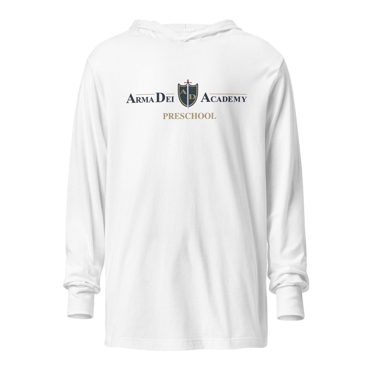 Performance | Hooded Long Sleeve T Shirt | Arma Dei Academy Preschool | Alt Logo