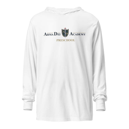 Performance | Hooded Long Sleeve T Shirt | Arma Dei Academy Preschool | Alt Logo